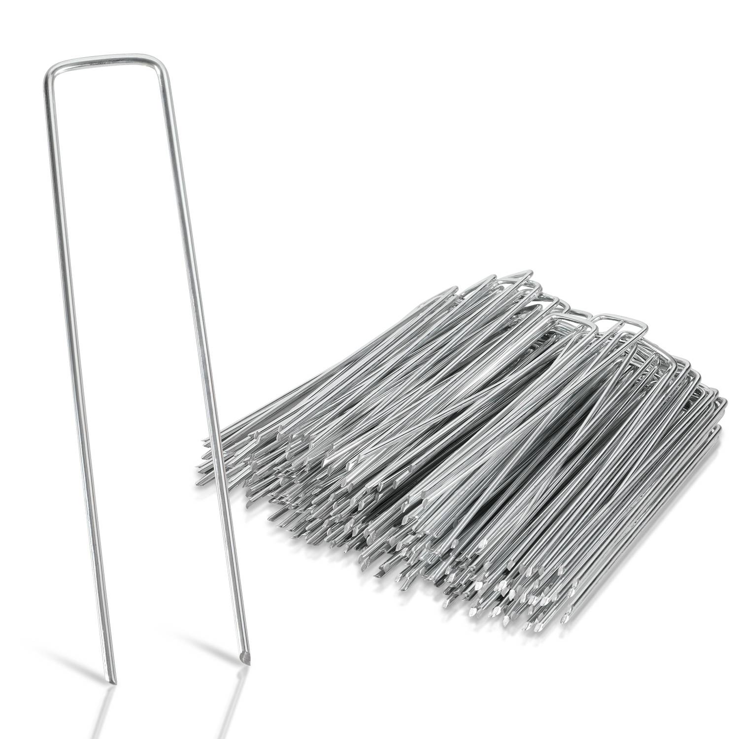150x Erdanker 15cmx2,5cm Ø 2,8mm, Zeltheringe, Heringe, Befestigungsanker für Gartenvlies Unkrautvlies, Verzinkter Stahl