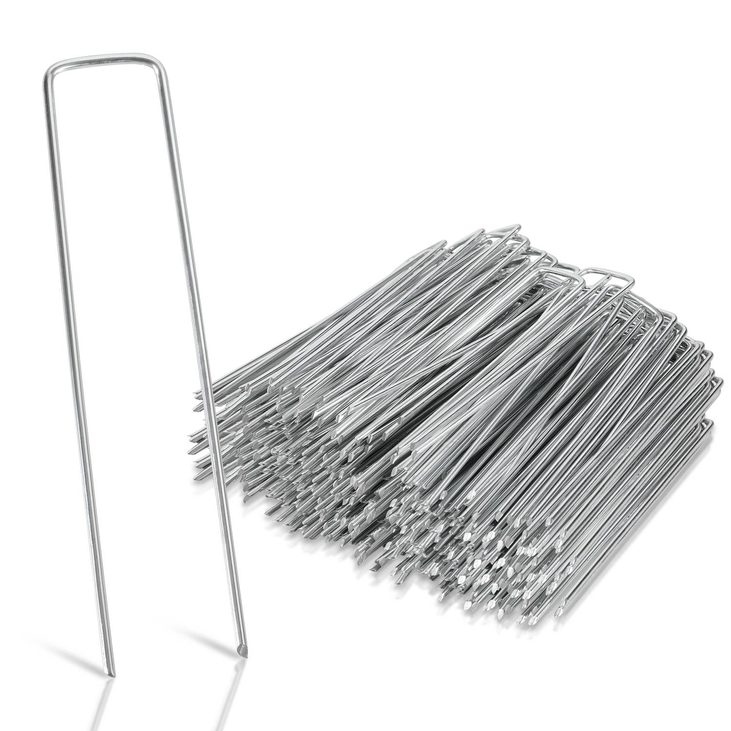 150tlg Heringe Erdanker Bodenanker 150x25mm Ø2.8mm, Stahl verzinkt, für Vliese, Zäune, Zelte, Angeschrägte Enden