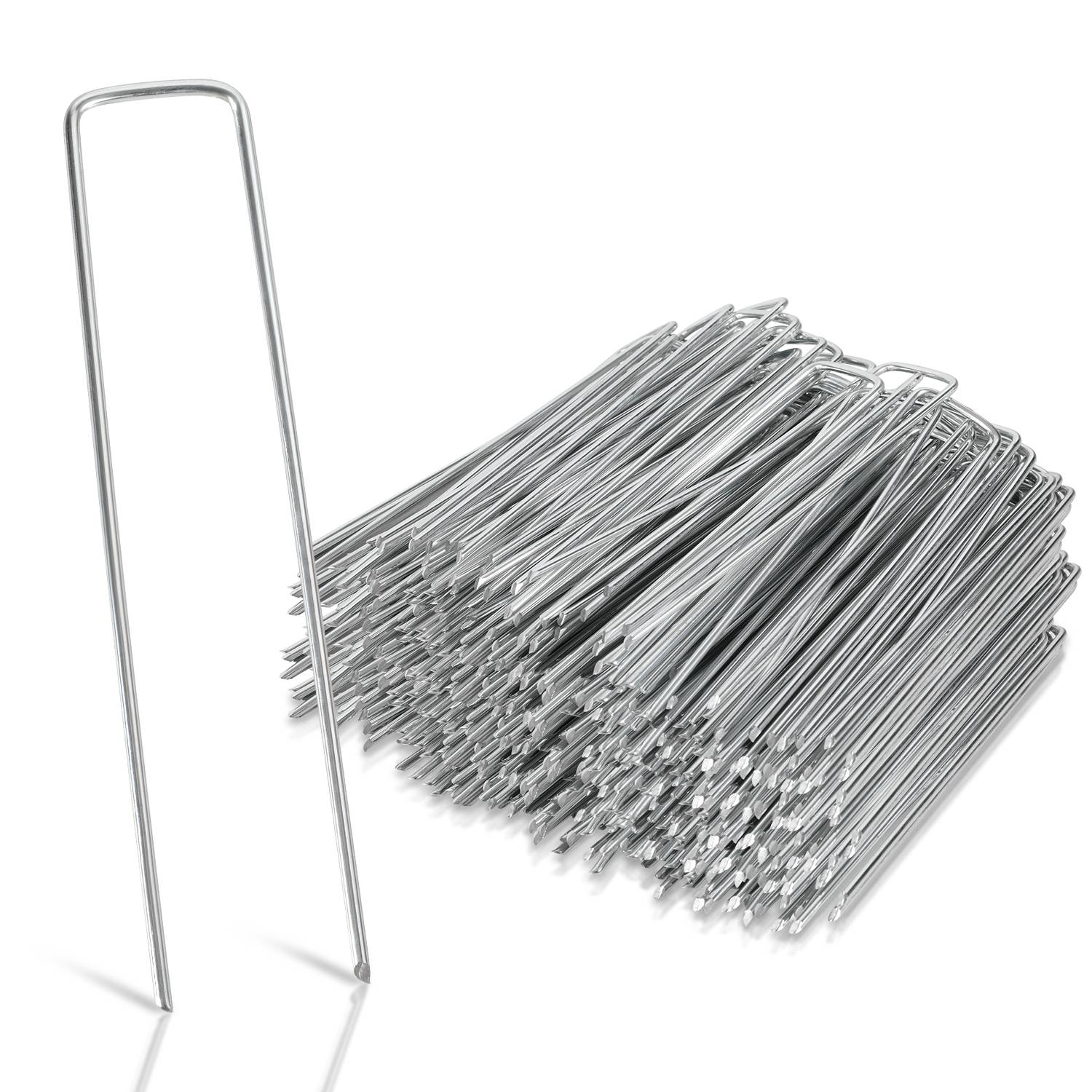 200er Pack Heringe Erdanker Bodenanker, Ø2.8mm 150x25mm, Rostbeständig, Angeschrägte Enden, für Unkrautvlies, Zaun, Camping