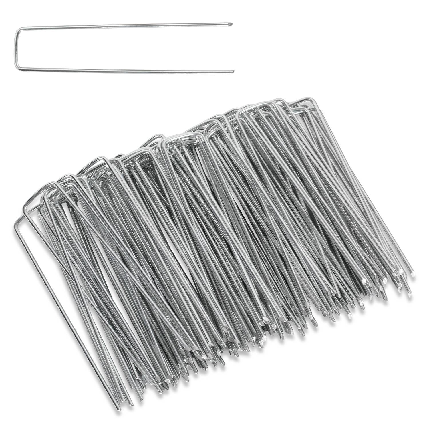 Heringe Bodenanker, 500er Set, Rostbeständig, 150x25mm, Ø2.8mm, Erdanker aus Verzinktem Stahl, U Form für Vliese, Zäune, Zelte