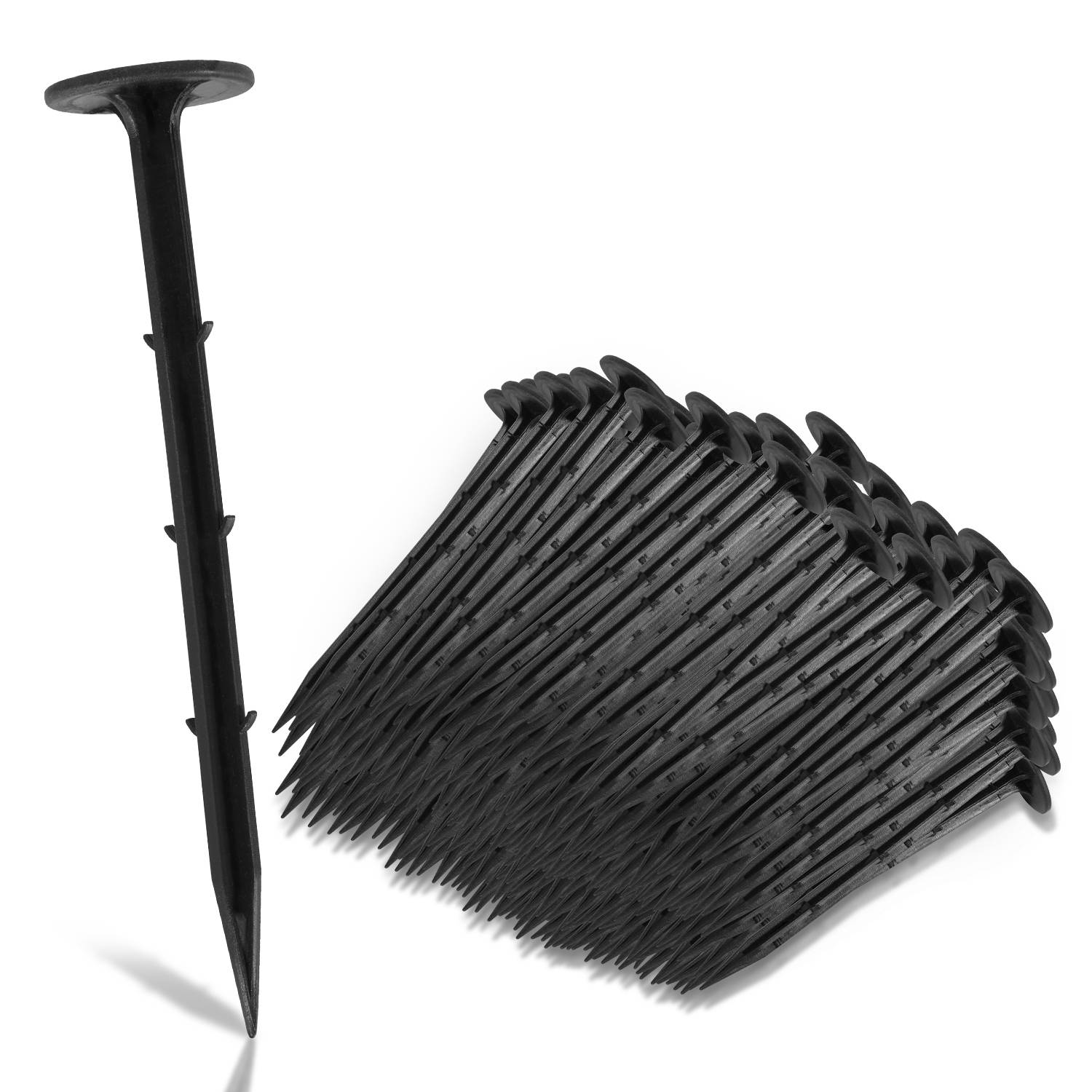 200-1000er Set Bodenanker, L. 160mm, Erdanker Erdnägel Kunststoff, Gartenvlies Befestigung, Unkrautvlies, Schwarz, Zelthering - 600 stk