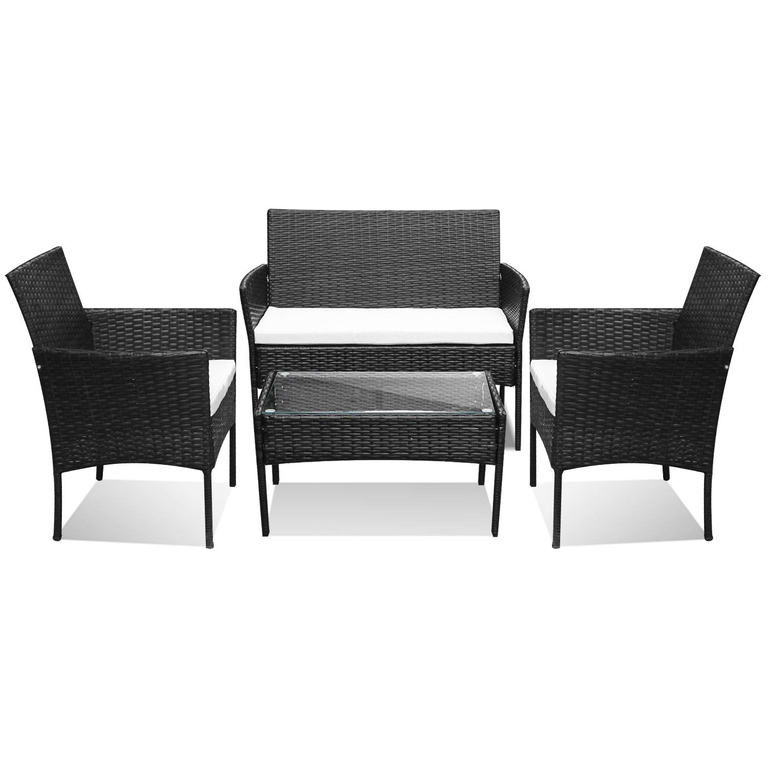 Gartenmöbel Gartenset Gartenlounge Rattanmöbel Sitzgruppe Garnitur Balkon schwarz