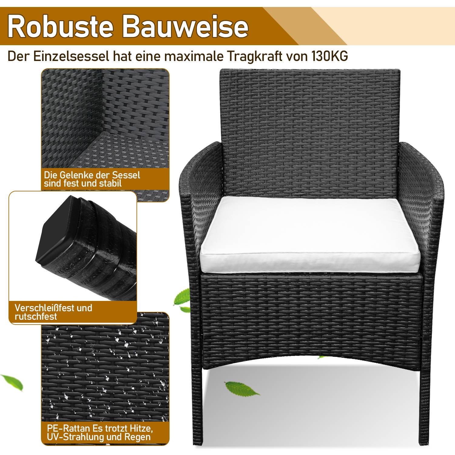 Gartenmöbel Gartenset Gartenlounge Rattanmöbel Sitzgruppe Garnitur Balkon schwarz