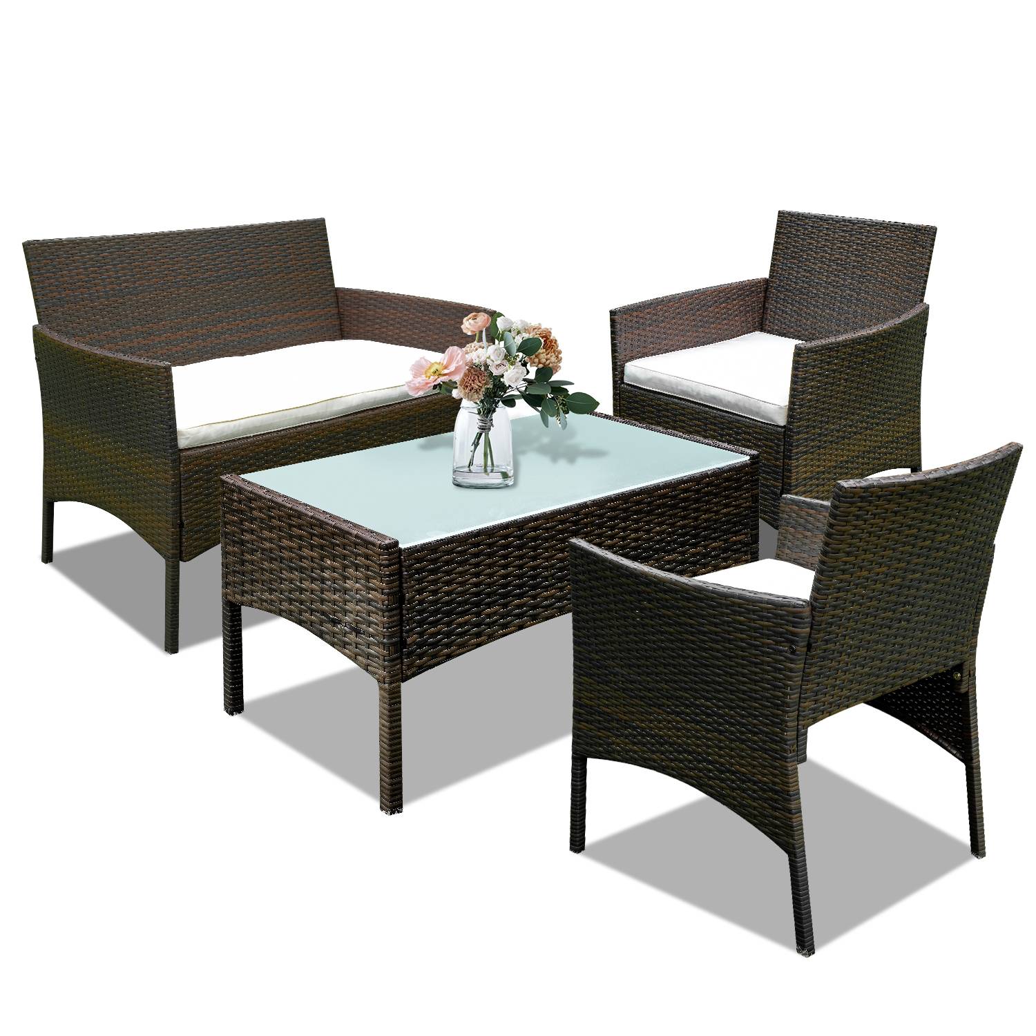 Gartenmöbel Gartenset Gartenlounge Rattanmöbel Sitzgruppe Garnitur Balkon braun