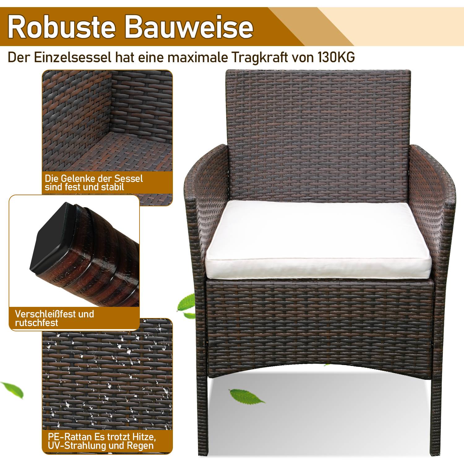 Gartenmöbel Gartenset Gartenlounge Rattanmöbel Sitzgruppe Garnitur Balkon braun