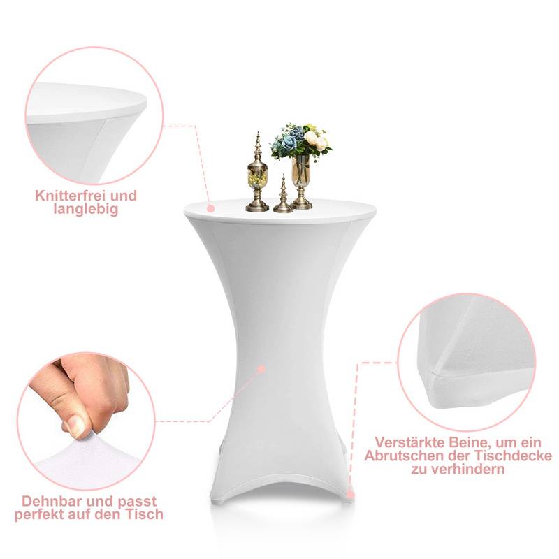 2x Stehtischhusse Stretch Stehtisch Tisch Husse Bistrotisch weiß Ø 80 cm