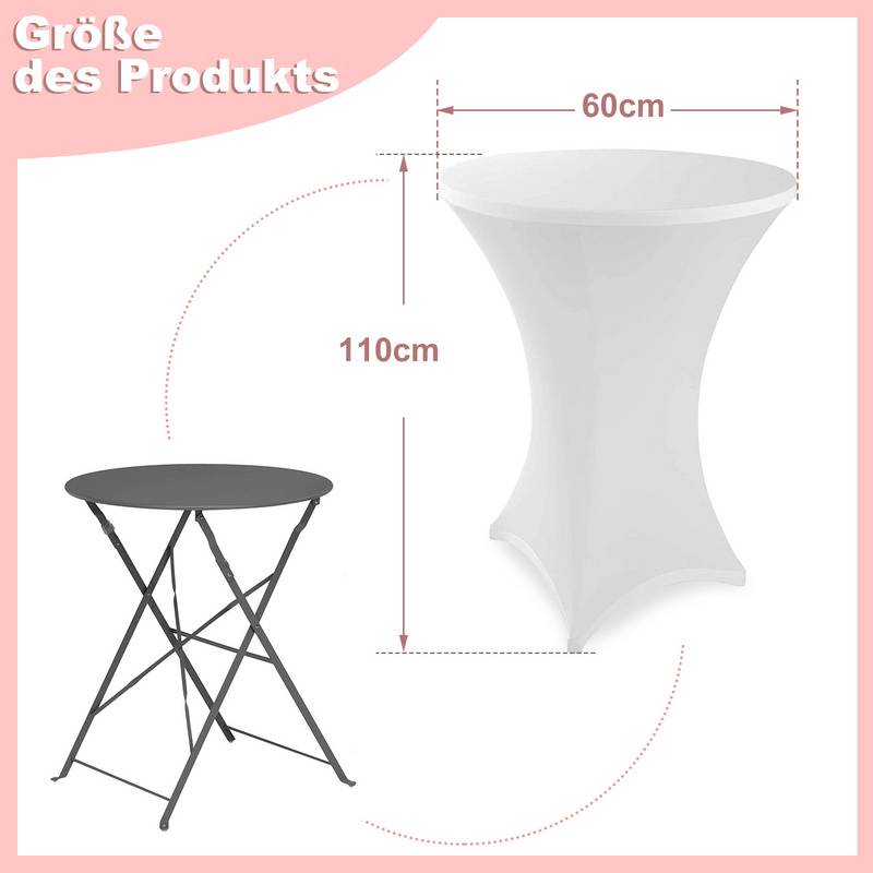 Stehtischhusse Stretch Stehtisch Tisch Husse Bistrotisch weiß Ø 60 cm