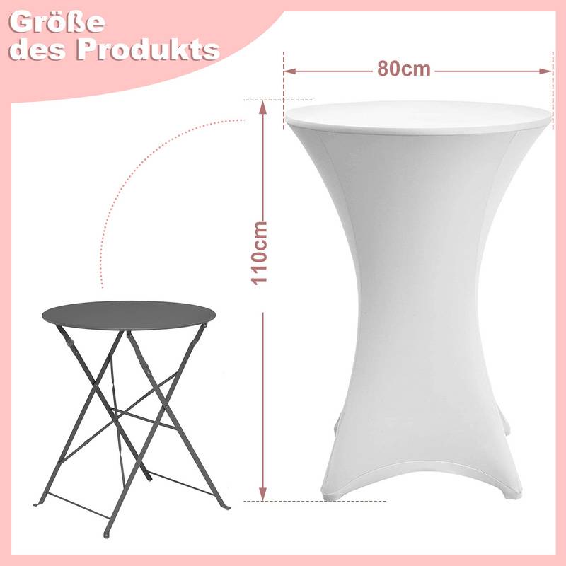 Stehtischhusse Stretch Stehtisch Tisch Husse Bistrotisch weiß Ø 80 cm