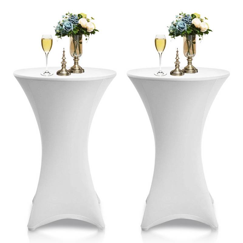 2x Stehtischhusse Stretch Stehtisch Tisch Husse Bistrotisch weiß Ø 60 cm