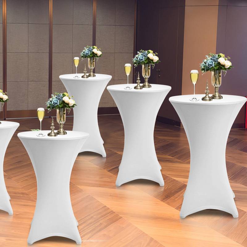 2x Stehtischhusse Stretch Stehtisch Tisch Husse Bistrotisch weiß Ø 70 cm