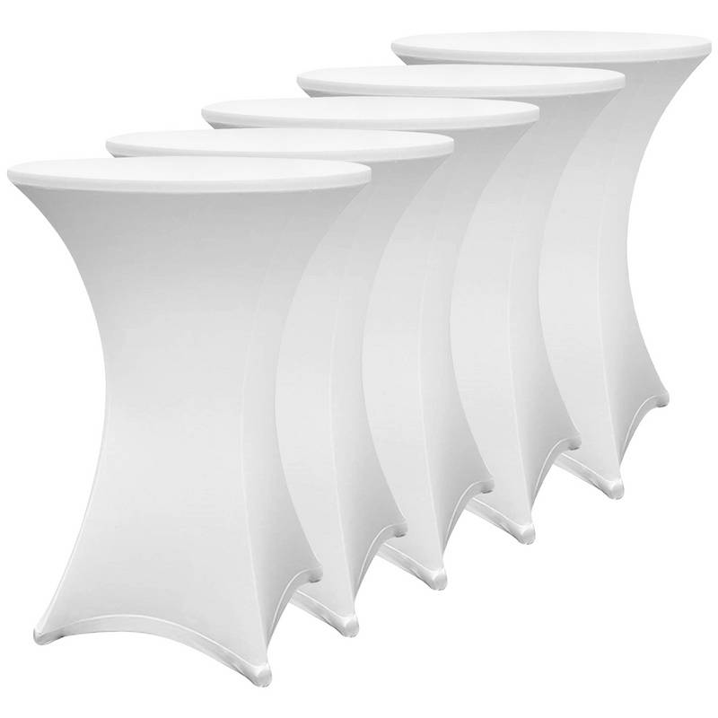 5x Stehtisch Hussen Stretch Bistrotisch Überzüge, Größe/Farbe:5er Set Ø60 cm / weiß