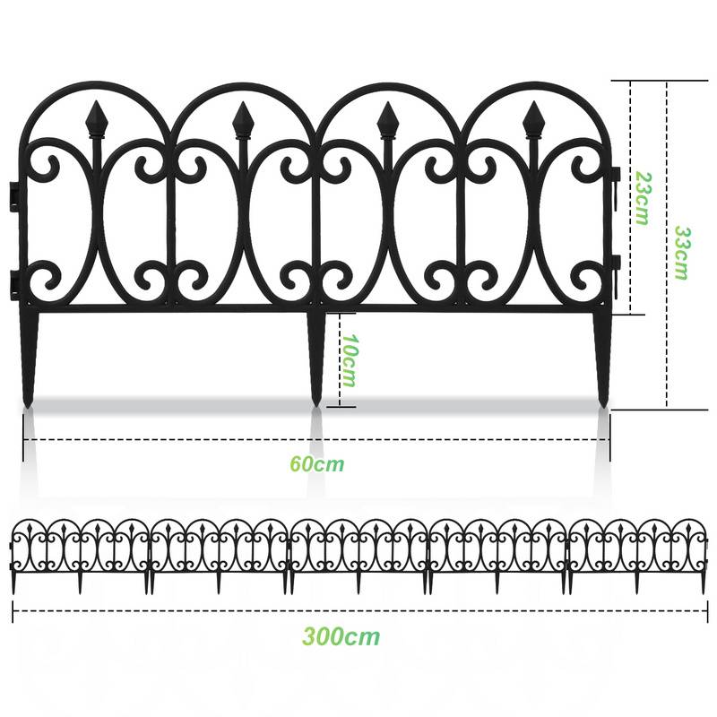 20 tlg. Beetzaun Hof Gartenpalisade Beetumrandung Beeteinfassung schwarz