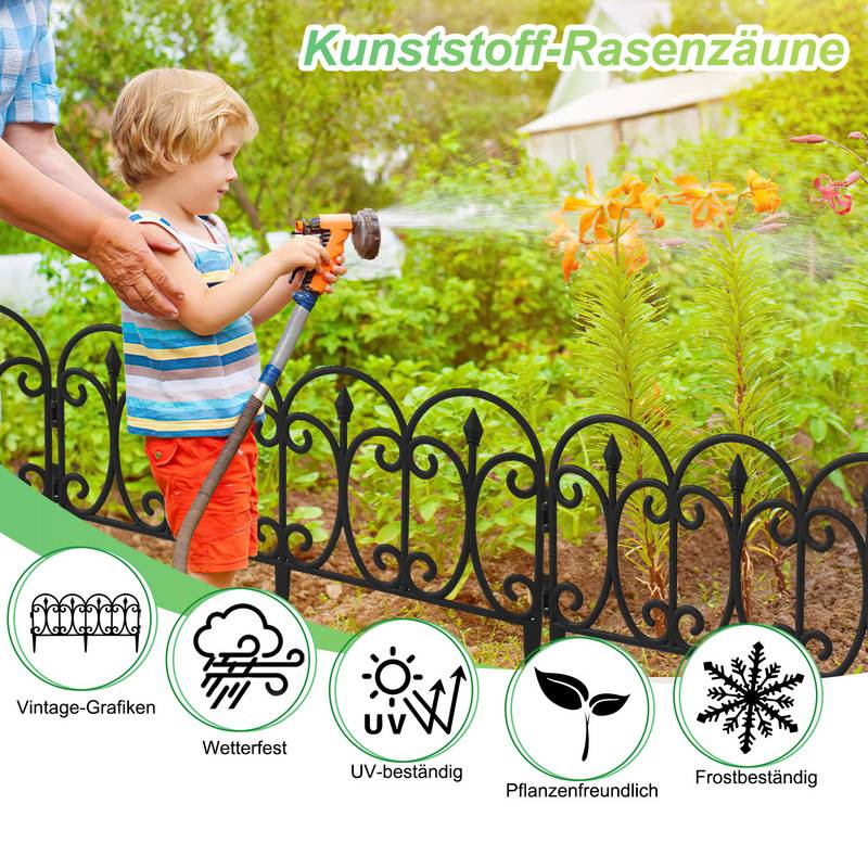 15 tlg. Beetzaun Garten Beetumrandung Raseneinfassung Beeteinfassung Palisade