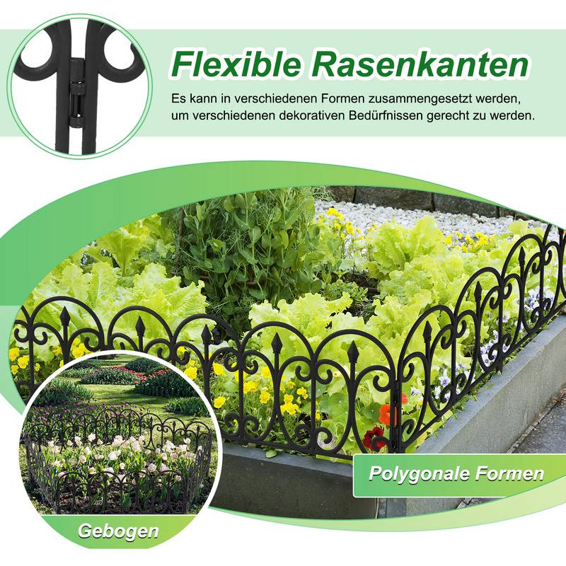 15 tlg. Beetzaun Garten Beetumrandung Raseneinfassung Beeteinfassung Palisade