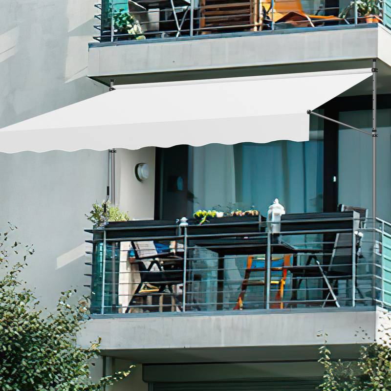 Markise Klemmmarkise Balkonmarkise ohne Bohren-höhenverstellbar Sonnenmarkise UV-beständig & wasserabweisend 350cm Creme