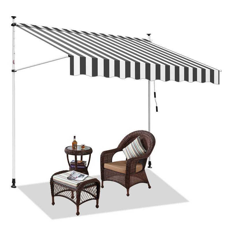 Markise Klemmmarkise Balkonmarkise ohne Bohren-höhenverstellbar Sonnenmarkise UV-beständig & wasserabweisend 350cm Weiß Grau