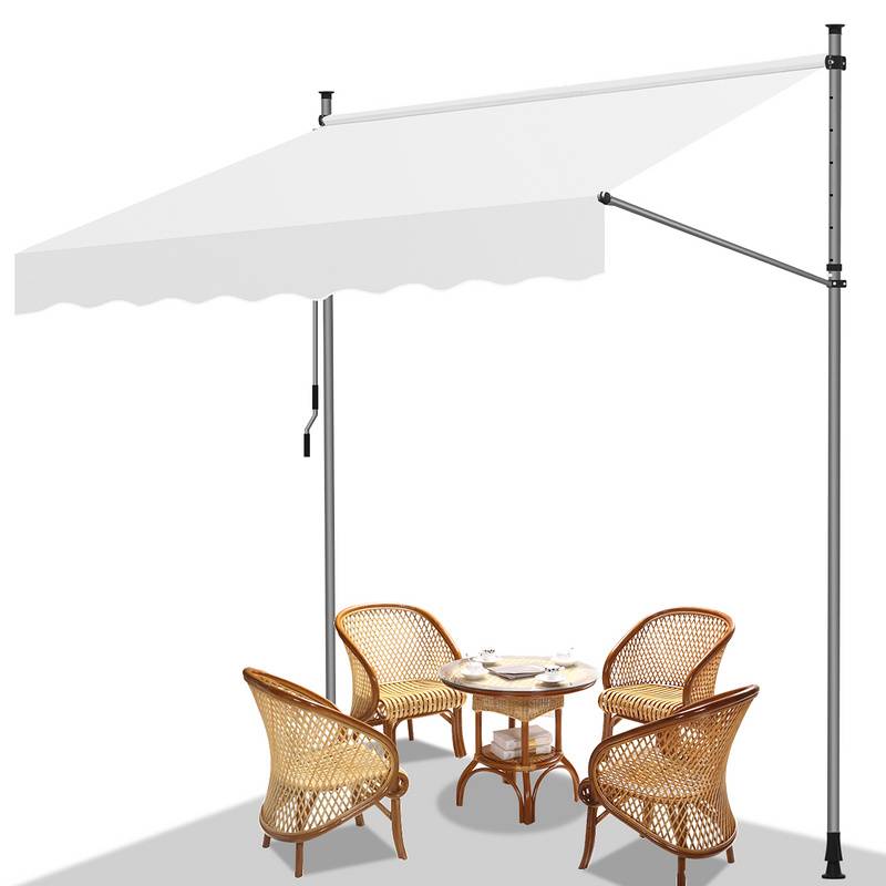 Markise Klemmmarkise Balkonmarkise ohne Bohren-höhenverstellbar Sonnenmarkise UV-beständig & wasserabweisend 200cm Creme