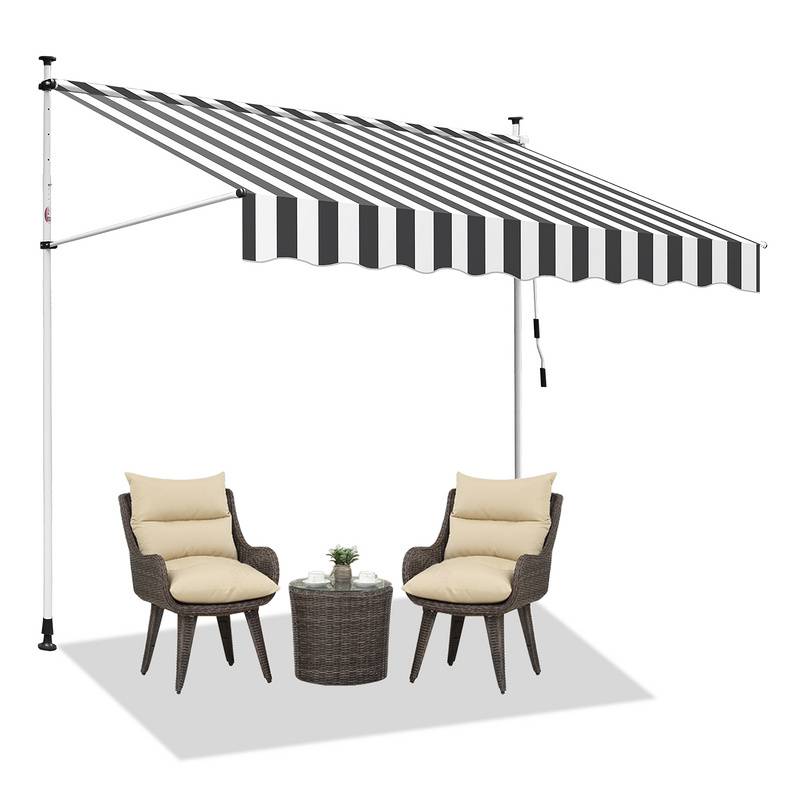 Markise Klemmmarkise Balkonmarkise ohne Bohren-höhenverstellbar Sonnenmarkise UV-beständig & wasserabweisend 250cm Weiß Grau