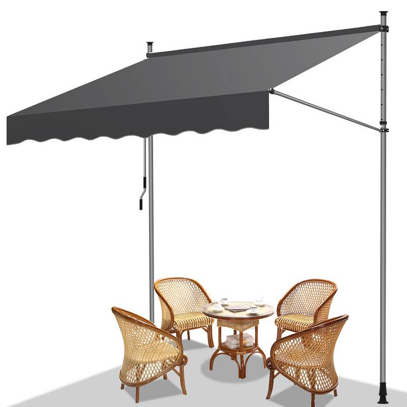 Markise ohne Bohren Klemmmarkise Balkonmarkise für Terrasse Balkon 200cm Grau