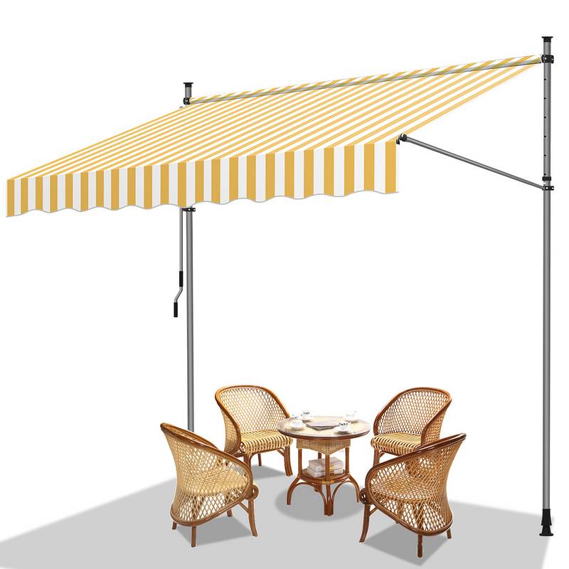 Markise ohne Bohren Klemmmarkise Balkonmarkise für Terrasse Balkon 250cm Weiß Gelb