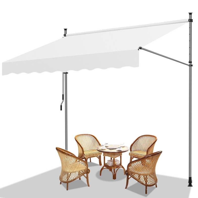 Markise Klemmmarkise Balkonmarkise ohne Bohren-höhenverstellbar Sonnenmarkise UV-beständig & wasserabweisend 400cm Creme