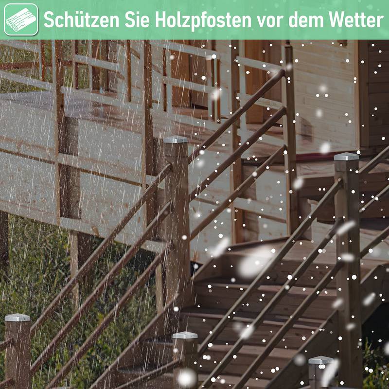 10x Pfostenkappe Zaunpfahl Abdeckung Schutzkappe Holzpfosten Pyramide Pfostenabdeckung Silber 91*91mm