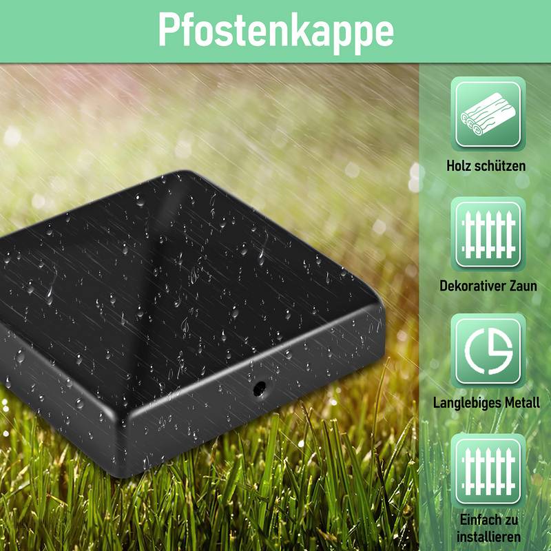 10x Pfostenkappe Schutzkappe Holzpfosten Pyramide Pfostenabdeckung für Holzpfosten Schwarz 91*91mm