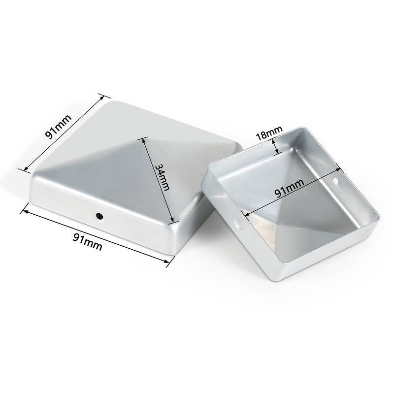 10x Pfostenkappe Pfostenkappe für Holzpfosten Pfostenkappe Pyramide Zaunpfahl Abdeckung Silber 91*91mm