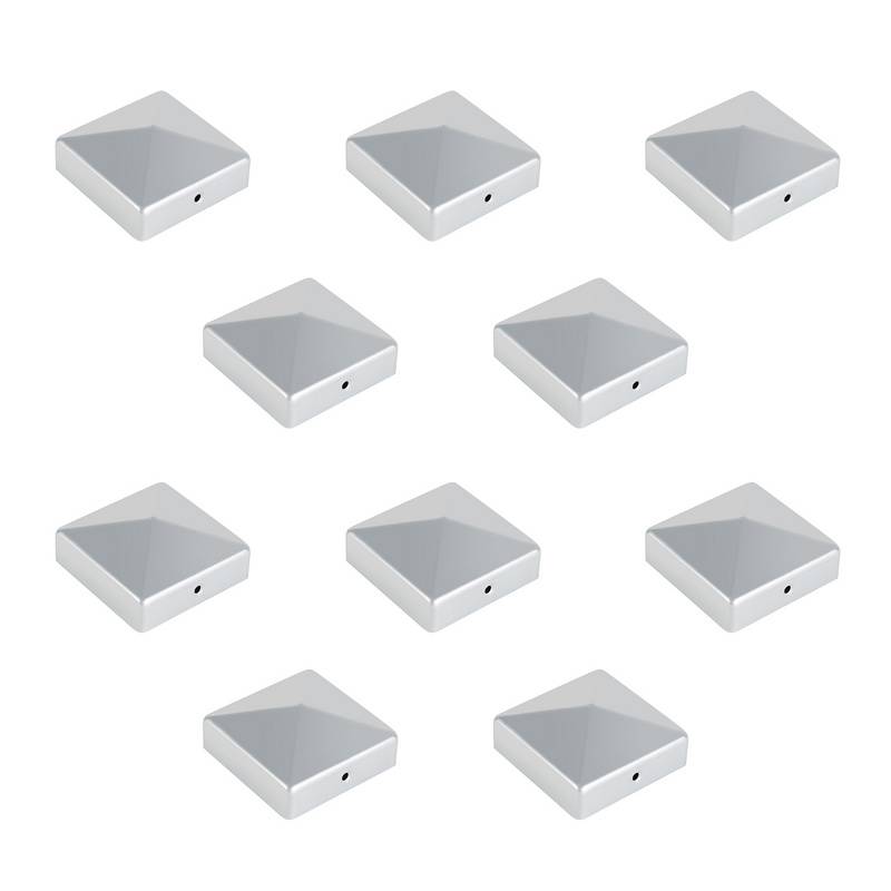 10x Pfostenkappe Pfostenkappe Pyramide Zaunkappe Zierkappe Pfahl für Holzpfosten Silber 71*71mm