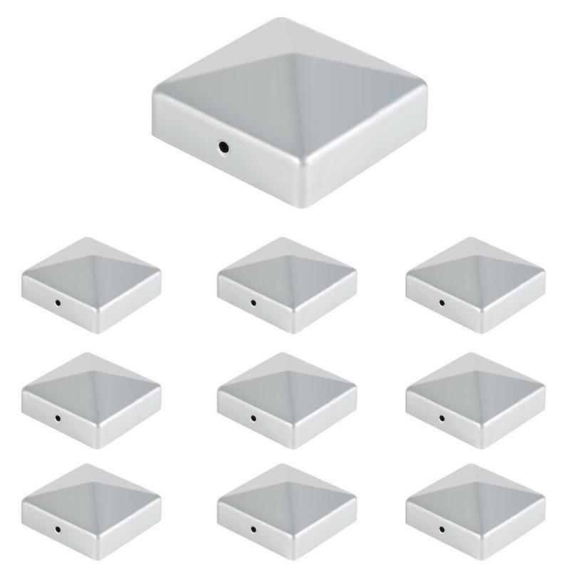 10x Pfostenkappe Zaunpfahl Abdeckung Pfostenkappe Pyramide Abdeckkappe 71x71mm Silber