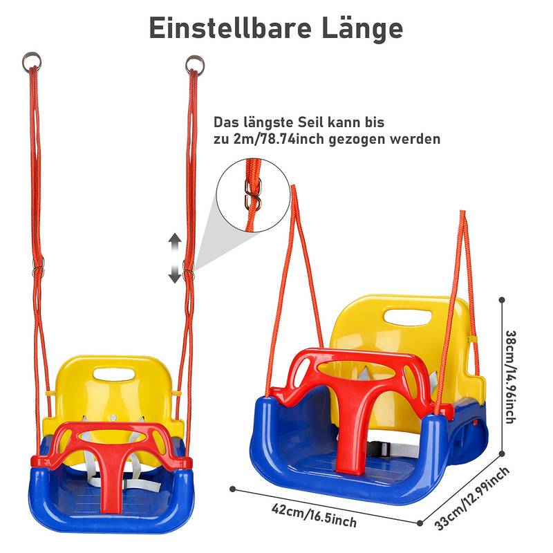 Kinderschaukel Babysitz Baby 3 in 1 unterteilt Babyschaukel verstellbar unterteilt 3 Baby Swing Sitz Innen und außen können bis zu 50kg tragen
