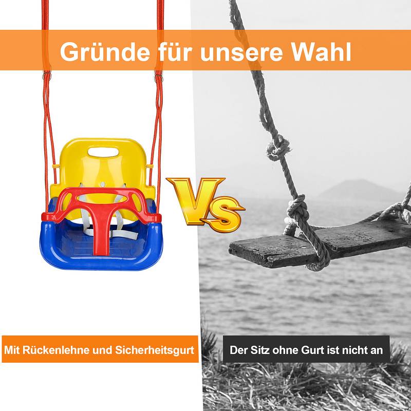Kinderschaukel Babysitz Baby 3 in 1 unterteilt Babyschaukel verstellbar unterteilt 3 Baby Swing Sitz Innen und außen können bis zu 50kg tragen