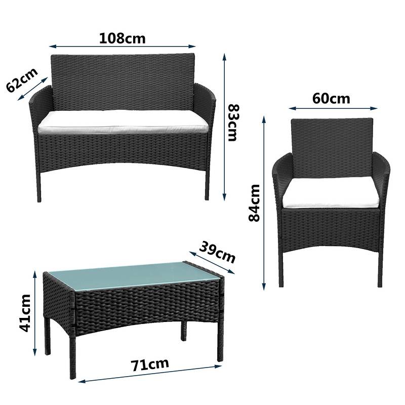 Sitzgruppe Polyrattan Garten Hocker Lounge Sessel Gartenlounge Lounge Set Polyrattan Ecksofa Gartenmöbel Schwarz