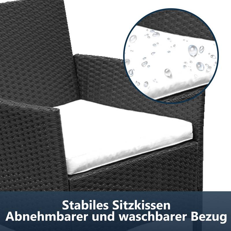 Sitzgruppe Polyrattan Garten Hocker Lounge Sessel Gartenlounge Lounge Set Polyrattan Ecksofa Gartenmöbel Schwarz