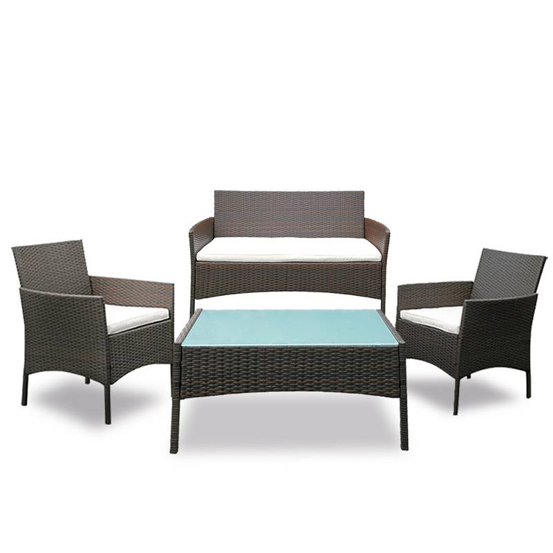 Sitzgruppe Polyrattan Garten Hocker Lounge Sessel Gartenlounge Lounge Set Polyrattan Ecksofa Gartenmöbel braun