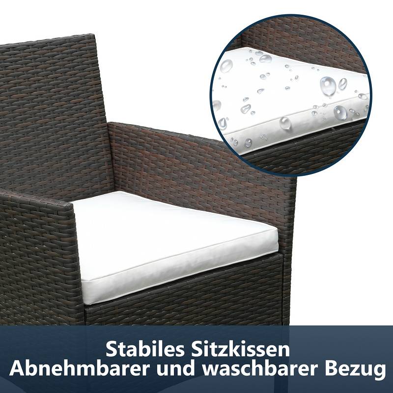 Sitzgruppe Polyrattan Garten Hocker Lounge Sessel Gartenlounge Lounge Set Polyrattan Ecksofa Gartenmöbel braun