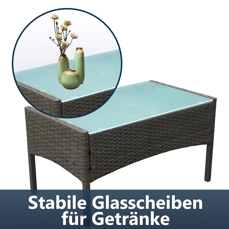 Sitzgruppe Polyrattan Garten Hocker Lounge Sessel Gartenlounge Lounge Set Polyrattan Ecksofa Gartenmöbel braun