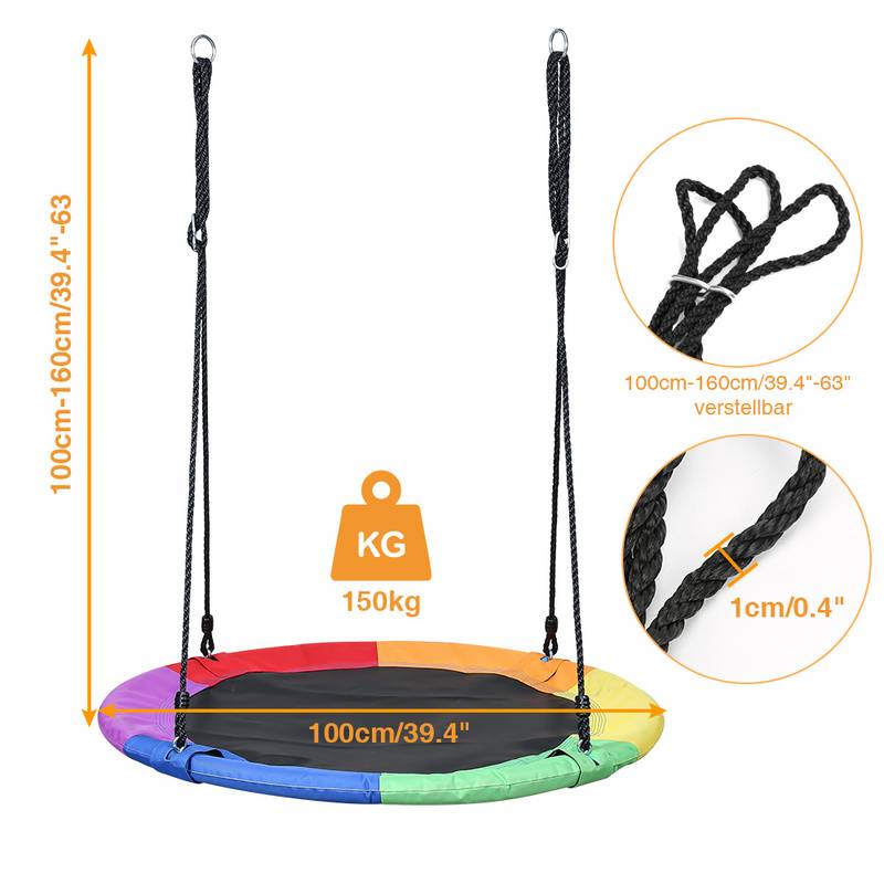 Nestschaukel Ø100cm höheverstellbar Rundschaukel Tellerschaukel Kinderschaukel