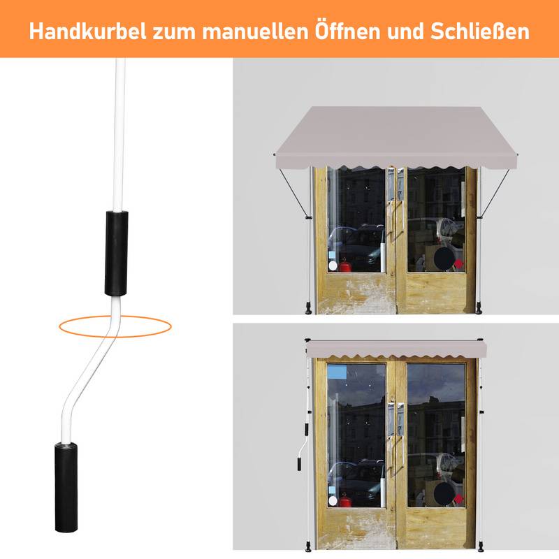Markise Handkurbel Klemmmarkise Sonnenschutz Fenstermarkise Sonnenmarkise Einziehbare Wasserabweisend Markisen Beige 3.5M