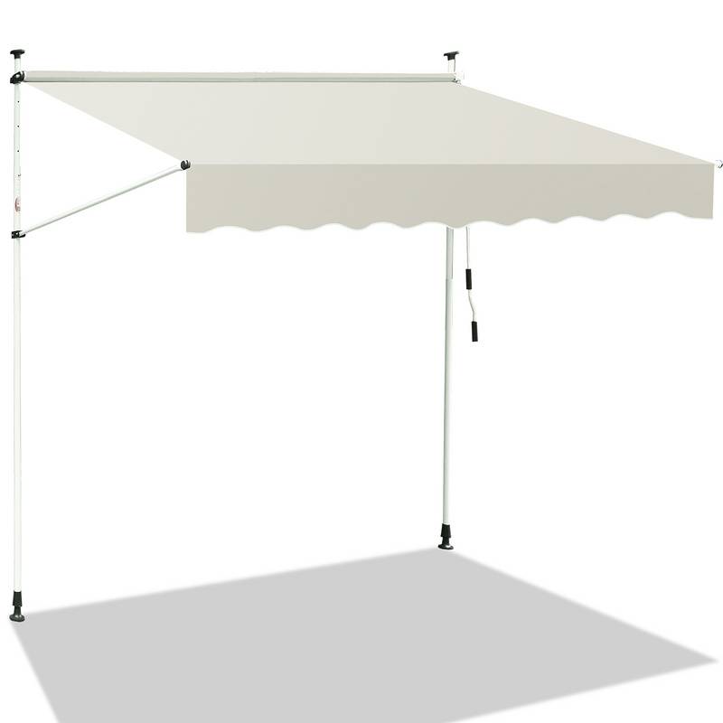 Klemmmarkise Markise ohne Bohren Höhenverstellbare Balkonmarkise Sonnenmarkise Balkon 400cm Creme