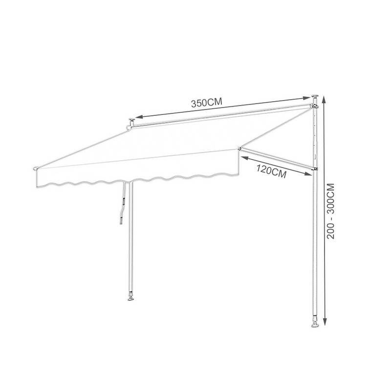 Markise Handkurbel Klemmmarkise Sonnenschutz Fenstermarkise Sonnenmarkise Einziehbare Wasserabweisend Markisen Creme 3.5M