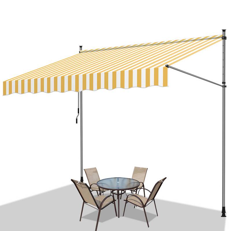 Markise ohne Bohren Klemmmarkise Balkonmarkise für Terrasse Balkon 350cm Weiß Gelb