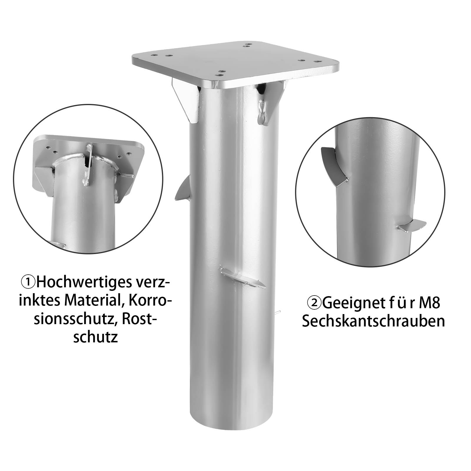 Sonnenschirmständer Bodenanker Universal Sonnenschirm Schirmhalter Metall Silber 40cm