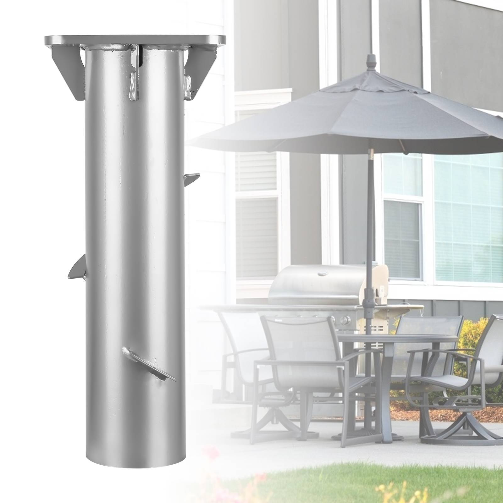 Balkon Schirmständer Schirmhalter Sonnenschirmständer Universal Sonnenschirm Metall Silber