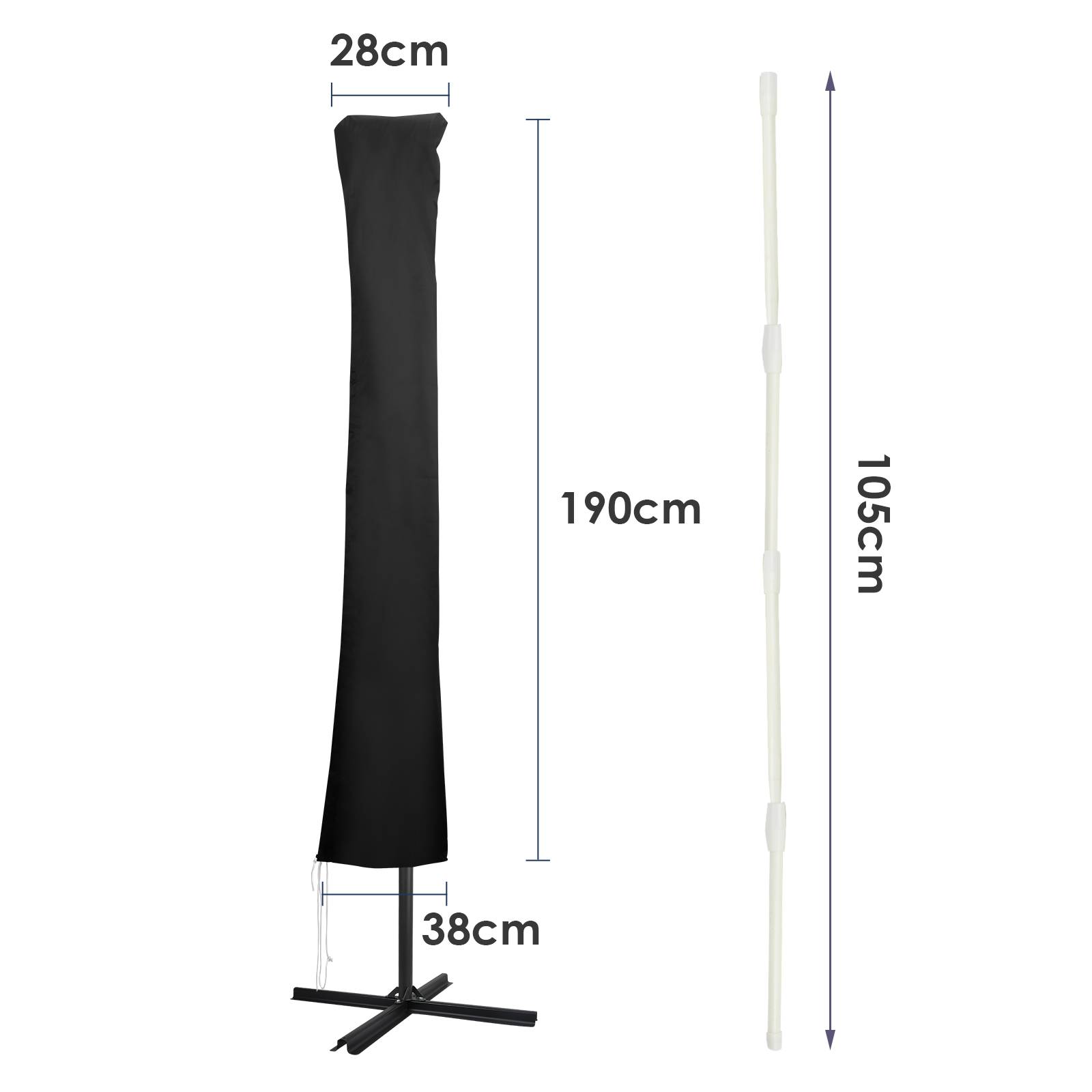 Abdeckung für 1-3M Sonnenschirm 190x32x41cm Schwarz