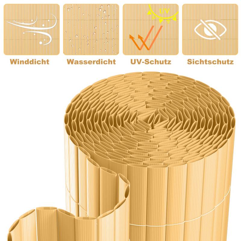 PVC Sichtschutzmatte Sichtschutzzaun Balkon Terrasse Windschutz Sichtschutz Outdoor Balkonverkleidung Wetterfest UV-Schutz für Balkon Garten Markise