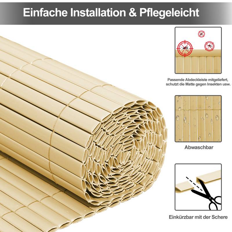 PVC Sichtschutzmatte Sichtschutzzaun UV-Schutz Balkon Terrasse Windschutz Sichtschutz Outdoor Balkonverkleidung Wetterfest für Balkon Garten Markise
