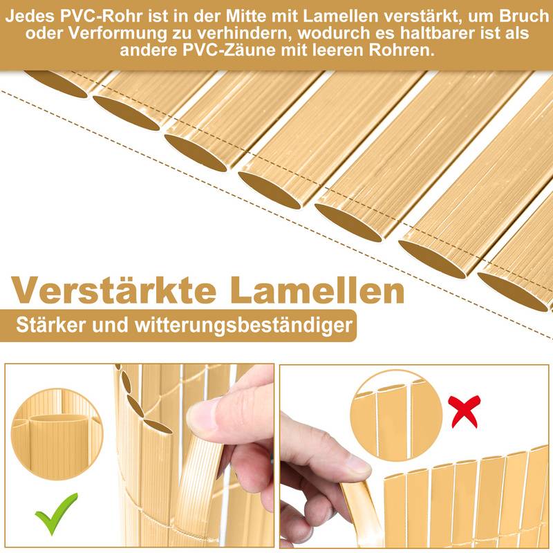 PVC Sichtschutzmatte Sichtschutzzaun Balkon Terrasse Windschutz Sichtschutz Outdoor Balkonverkleidung Wetterfest UV-Schutz für Balkon Garten Markise
