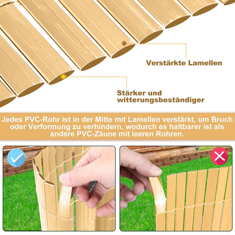 PVC Sichtschutzmatte Sichtschutzzaun Balkon Terrasse Windschutz Sichtschutz Outdoor Balkonverkleidung Wetterfest UV-Schutz für Balkon Garten Markise