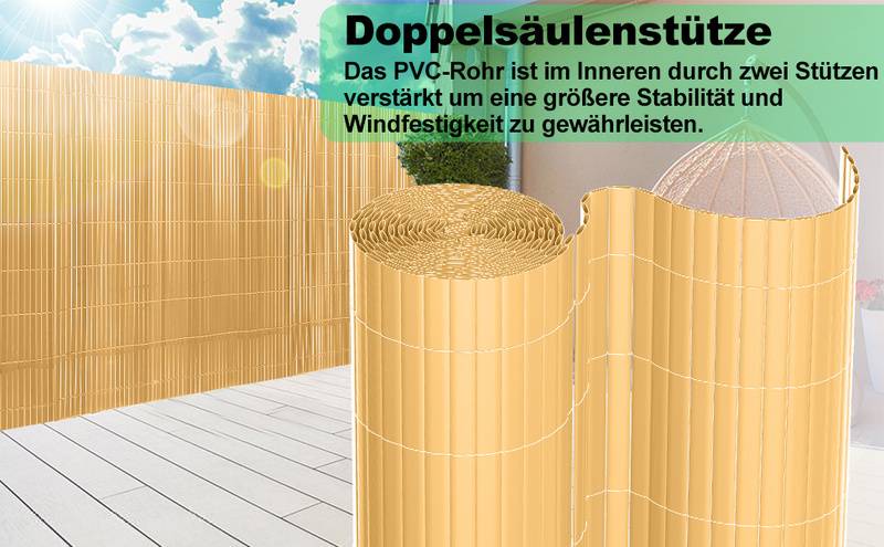 PVC Sichtschutzmatte Sichtschutzzaun UV-Schutz Balkon Terrasse Windschutz Sichtschutz Outdoor Balkonverkleidung Wetterfest für Balkon Garten Markise